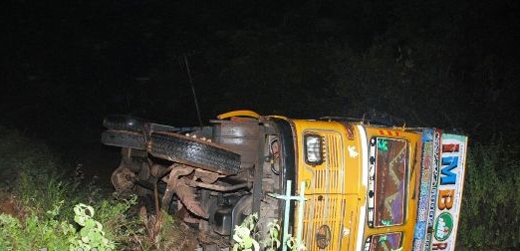 Speeding sand truck hits car